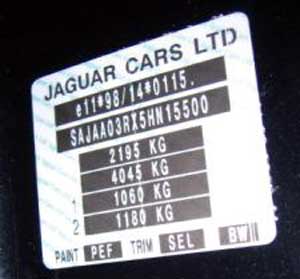 Jaguar S-Type Factory Plate 