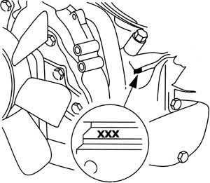 Location of the engine number for ford car
