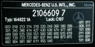 Form and appearance of the Mercedes-Benz data plate