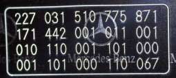 Appearance and content of the Mercedes Benz production plate