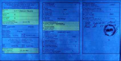 vehicle registration certificate of kosovo UV Photograph