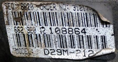 Ssang Yong Engine Number Sticker