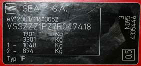 Seat Leon Factory Plate