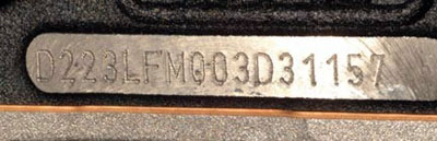 Appearance of the SAAB 9-3 Engine Number