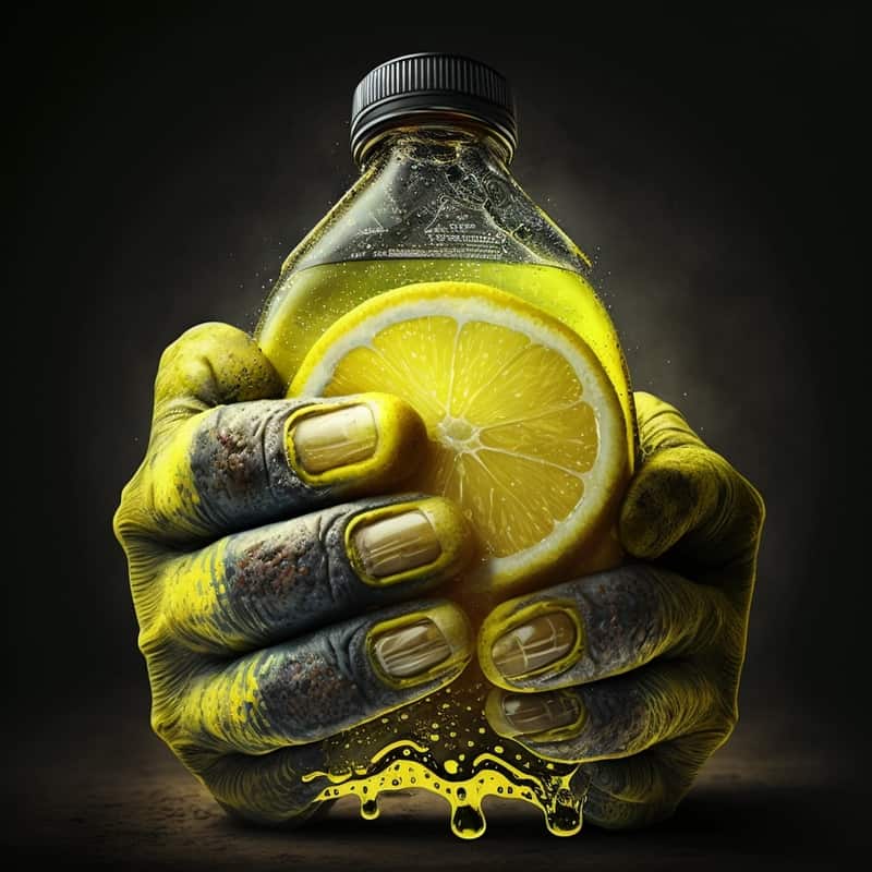 Lemon juice with motor oil on your hands